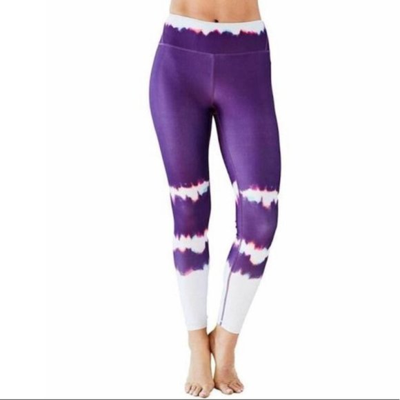 manduka Pants - MANDUKA Purple White Tie Dye Yoga Leggings
